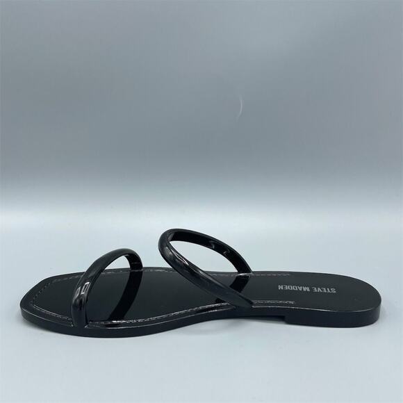 Steve Madden Women's Black Jelly‎ Slide Sandals Size 7 Minimalist Squared Toe - Picture 3 of 10